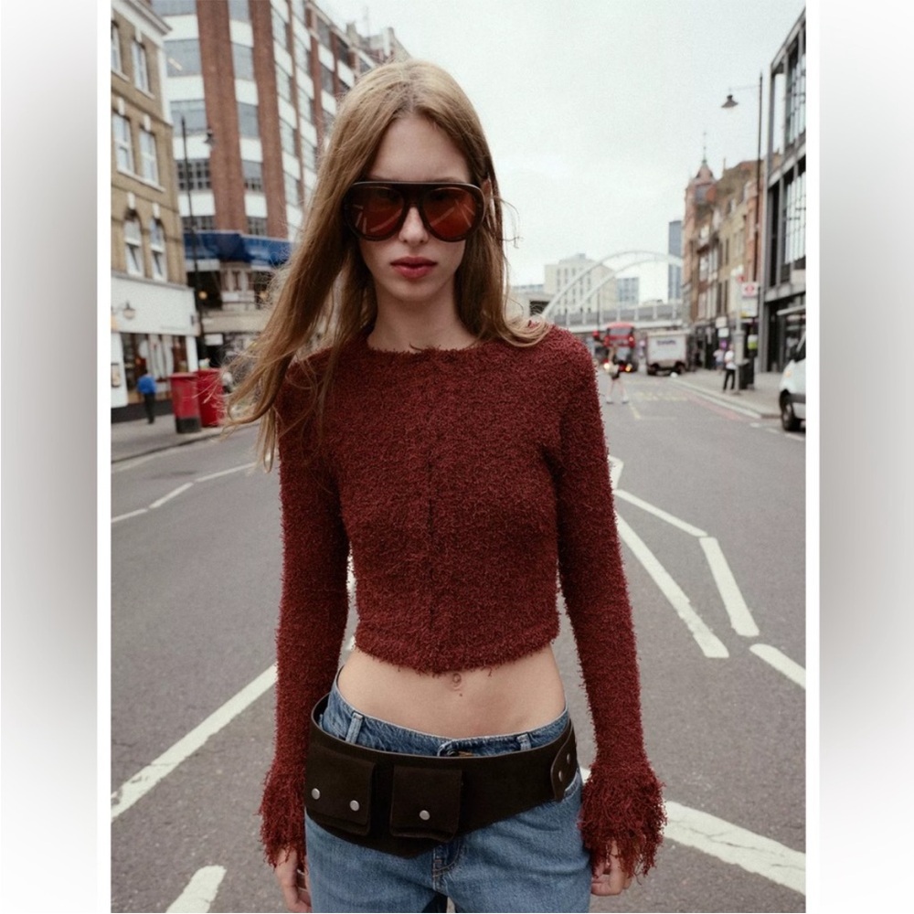 ZARA FRINGED KNIT CARDIGAN